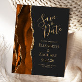 Agate Burnt Orange金ゴールドDark Save the Date 案内ポストカード