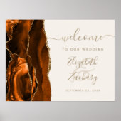 Agate Burnt Orange Gold Ivory Wedding Welcome ポスター (正面)