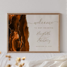 Agate Burnt Orange Gold Ivory Wedding Welcome ポスター