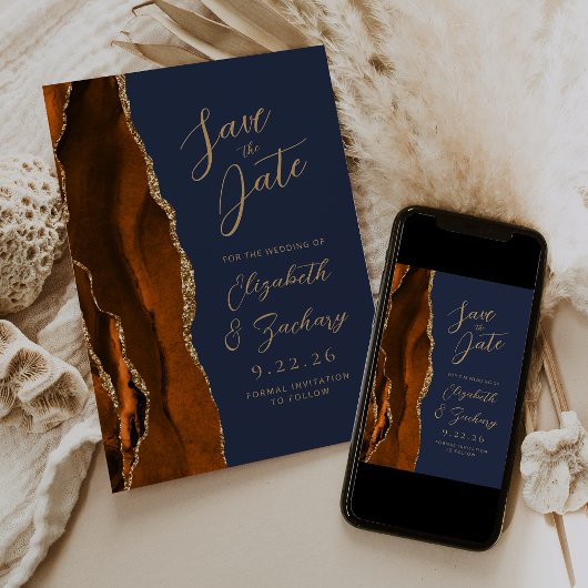agate burnt orange save the date セーブザデート