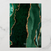 Agate Emerald Green金ゴールドスクリプトダーク結婚ズ 箔招待状 (裏面)