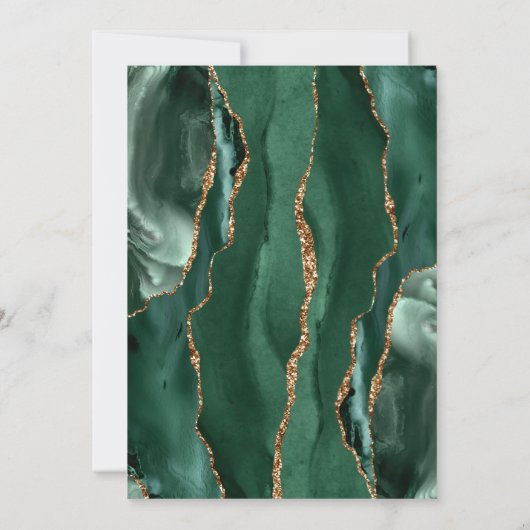 Agate Emerald Green Gold Script Wedding セーブザデート (裏面)