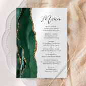 Agate Emerald Green Gold Script Wedding メニュー