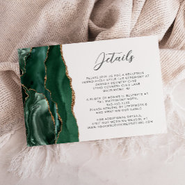 Agate Emerald Green Gold Script Wedding Details エンクロージャーカード