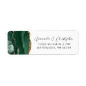 Agate Emerald Green Wedding Return Address ラベル (正面)