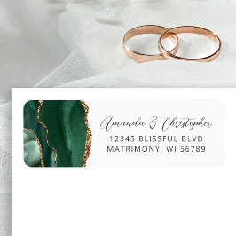 Agate Emerald Green Wedding Return Address ラベル