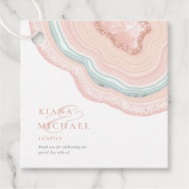 Agate Geodeグリッターありがとうバラ金ゴールドID647 フェイバータグ