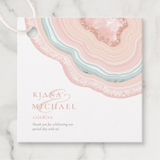 Agate Geodeグリッターありがとうバラ金ゴールドID647 フェイバータグ (正面)