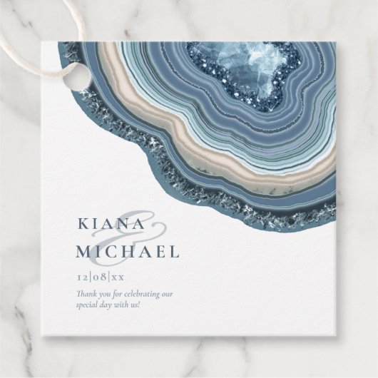 Agate GeodeグリッターサンキューダスティブルーID647 フェイバータグ (正面)