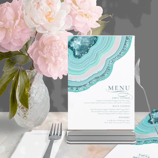 Agate Geodeグリッター結婚のティール(緑がかった色)ID647