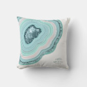 Agate Geodeグリッター結婚のティール(緑がかった色)ID647 クッション (正面)
