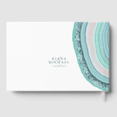 Agate Geodeグリッター結婚のティール（緑がかった色）ID647 ゲストブック (裏面)