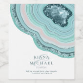 Agate Geodeグリッター結婚のティール（緑がかった色）ID647 ワインラベル (シングルラベル)