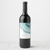 Agate Geodeグリッター結婚のティール（緑がかった色）ID647 ワインラベル (正面)