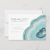 Agate Geodeグリッター結婚のティール(緑がかった色)ID647 出欠カード (正面)