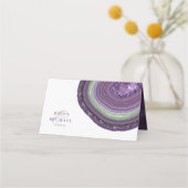 Agate Geodeグリッター結婚のテーブルバイオレットID647 プレイスカード (裏面)