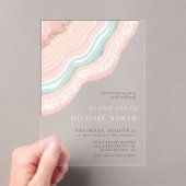 Agate Geodeグリッター結婚のバラ金ゴールドID647 アクリル招待状 (インサイチュ (ポータブル))