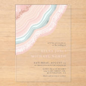 Agate Geodeグリッター結婚のバラ金ゴールドID647 アクリル招待状 (正面)