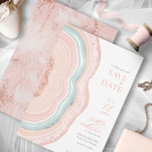 Agate Geodeグリッター結婚のバラ金ゴールドID647 セーブザデート
