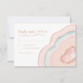 Agate Geodeグリッター結婚のバラ金ゴールドID647 出欠カード (正面)