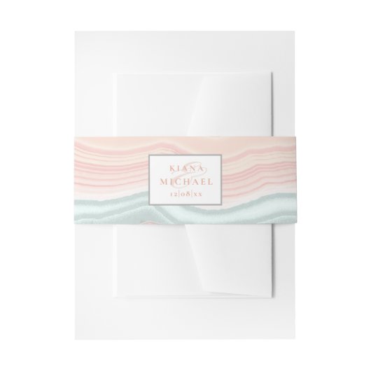 Agate Geodeグリッター結婚のバラ金ゴールドID647 招待状ベリーバンド (正面例)