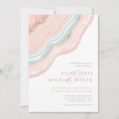 Agate Geodeグリッター結婚のバラ金ゴールドID647 招待状 (正面)