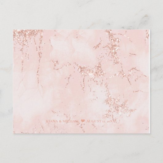 Agate Geodeグリッター結婚のバラ金ゴールドID647 案内ポストカード (裏面)