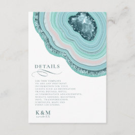 Agate Geodeグリッター結婚の詳細ティール（緑がかった色）ID647 エンクロージャーカード