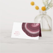 Agate Geodeグリッター結婚ズテーブルブルゴーニュID647 プレイスカード (裏面)