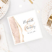 Agate Geodeスクリプトアイボリー結婚金ゴールド スタンダードカクテルナプキン