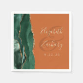 Agate Geodeスクリプトエメラルドグリーン金ゴールド結婚錆 スタンダードカクテルナプキン (正面)