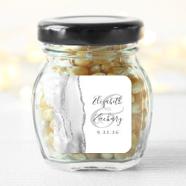 Agate Geodeスクリプトグレーシルバー結婚ズ スクエアシール