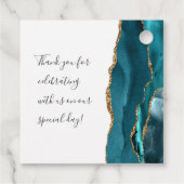 Agate Geodeスクリプトティール(緑がかった色)結婚金ゴールド フェイバータグ (裏面)