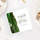 Agate Geodeスクリプトハンターグリーン金ゴールド結婚ズ スタンダードカクテルナプキン