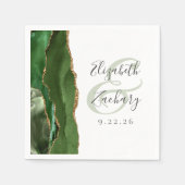 Agate Geodeスクリプトハンターグリーン金ゴールド結婚ズ スタンダードカクテルナプキン (正面)