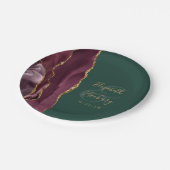 Agate Geodeスクリプトバーガンディ金ゴールド緑 ペーパープレート (アングル)
