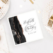 Agate Geodeスクリプトブラックバラ結婚金ゴールド スタンダードカクテルナプキン