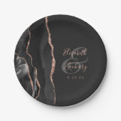 Agate Geodeスクリプトブラックバラ金ゴールドダーク結婚ズ ペーパープレート (正面)