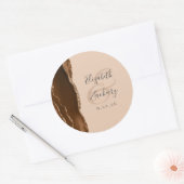 Agate Geodeスクリプトモチャブラウン金ゴールドタン結婚ズ ラウンドシール (封筒)