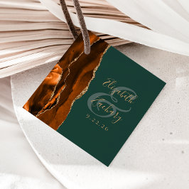 Agate Geodeスクリプトラスト金ゴールドダークグリーン結婚ズ フェイバータグ