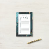 Agate Geodeパーソナライズされたティール（緑がかった色）Blue金ゴールド一覧 ポストイット (デスク上)