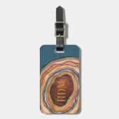 Agate Geodeモノグラム水彩青粘土オークル ラゲッジタグ (正面縦)