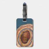 Agate Geodeモノグラム水彩青粘土オークル ラゲッジタグ (裏面縦)