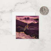 Agate Geode Burgundy金ゴールドグリッタースクリプトモノグラム ノートカード (正面/裏面インサイチュ)