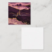 Agate Geode Burgundy金ゴールドグリッタースクリプトモノグラム ノートカード (正面/裏面)