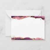 Agate Geode Burgundy金ゴールドグリッタースクリプトモノグラム ノートカード (裏面)