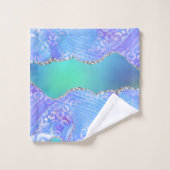 Agate Geode Design Blue and Green バスタオルセット (ウォッシュタオル)