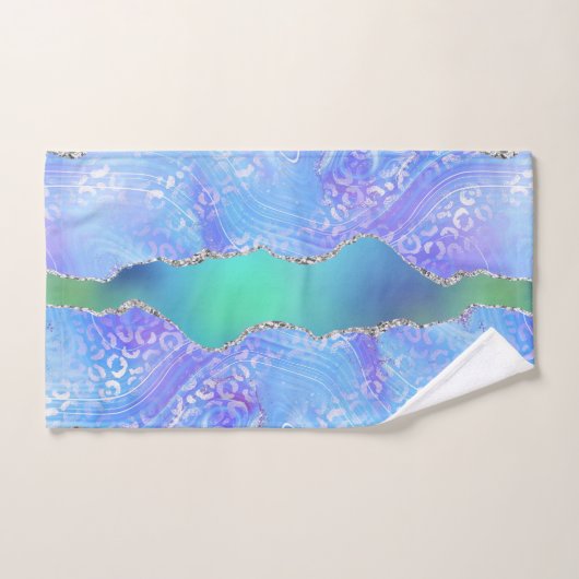 Agate Geode Design Blue and Green バスタオルセット (ハンドタオル)