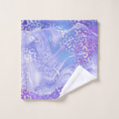 Agate Geode Leopard Print Purple and Silver バスタオルセット (ウォッシュタオル)