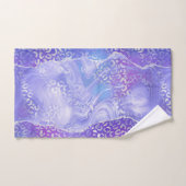 Agate Geode Leopard Print Purple and Silver バスタオルセット (ハンドタオル)